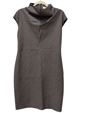 Max Mara Taupe Wool Blend High Neck Sheath Dress no Sz tag est Sz 6 or 8
